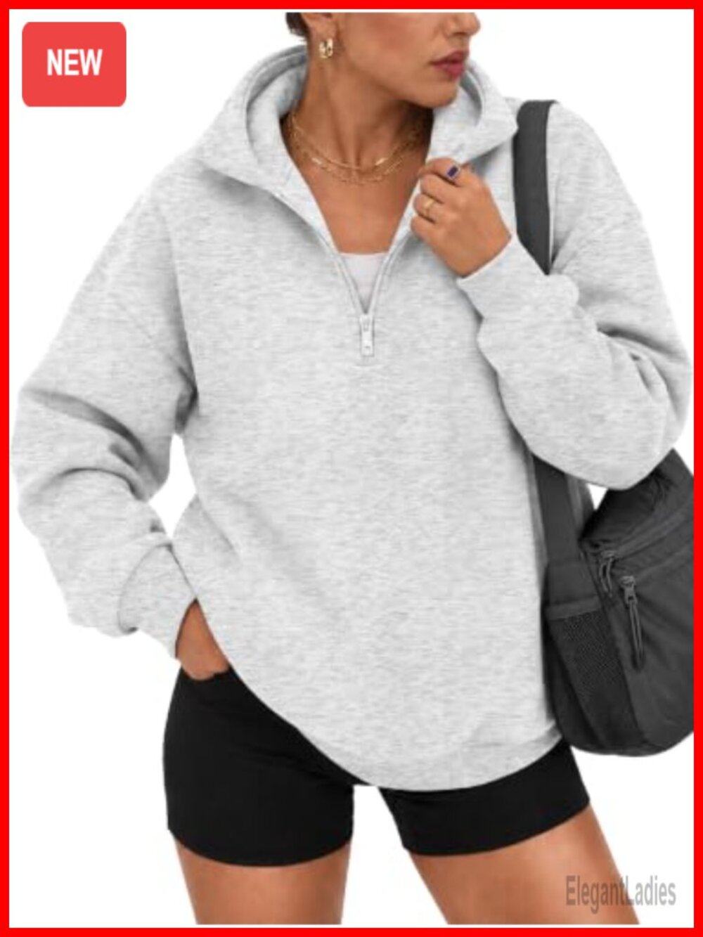 Oversized Half Zip Hoodie Cotton Blend Pullover Sweatshirt